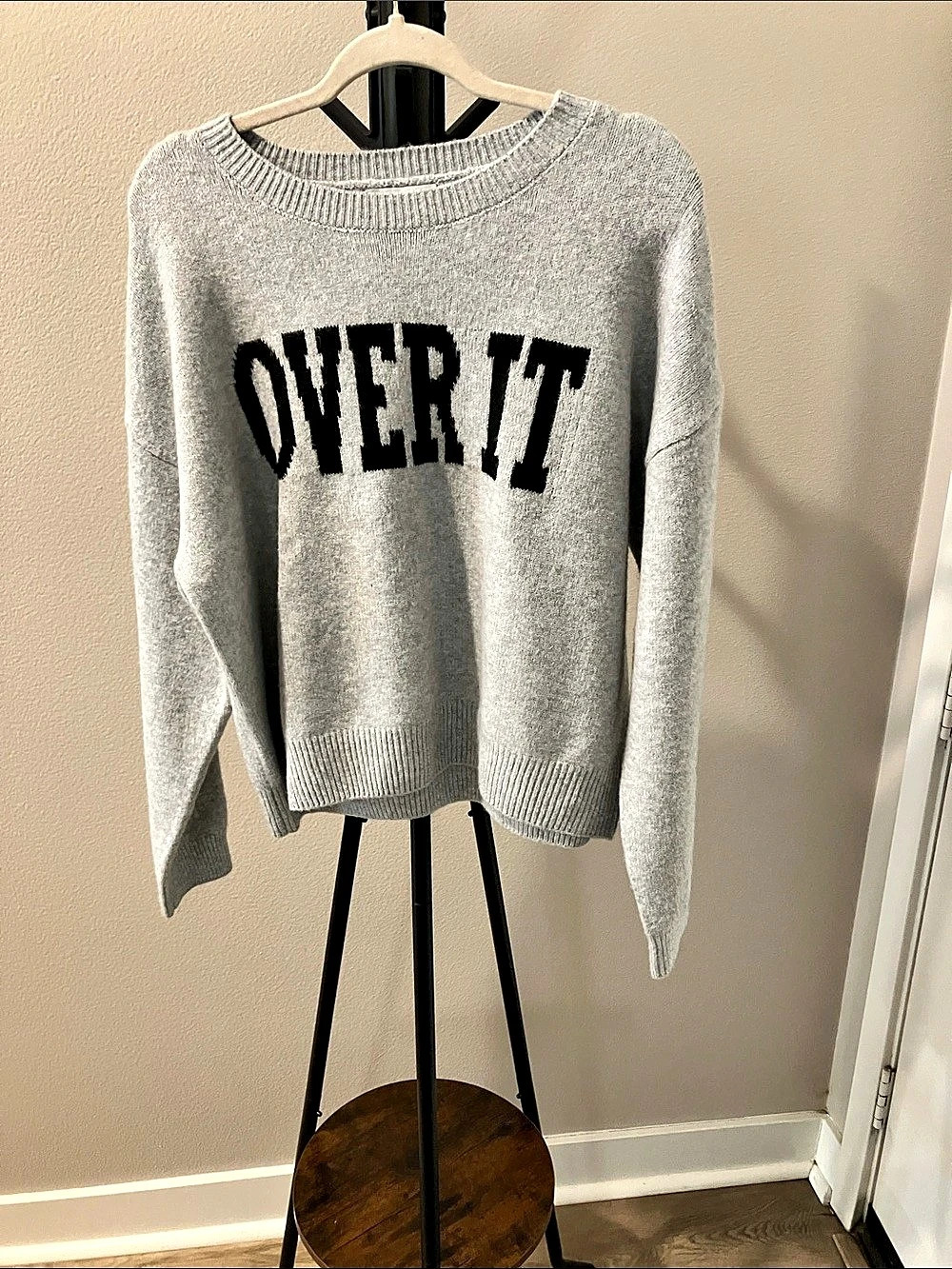 Hooked Up Gray Graphic Crewneck Sweater NWT